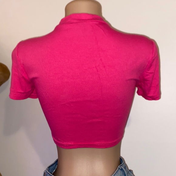 Pink Ribbed Crop Top - Picture 2 of 2